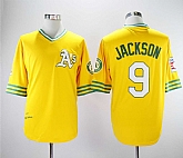 Athletics 9 Reggie Jackson Yellow Turn Back The Clock Copperstown Collection Baseball Jerseys,baseball caps,new era cap wholesale,wholesale hats